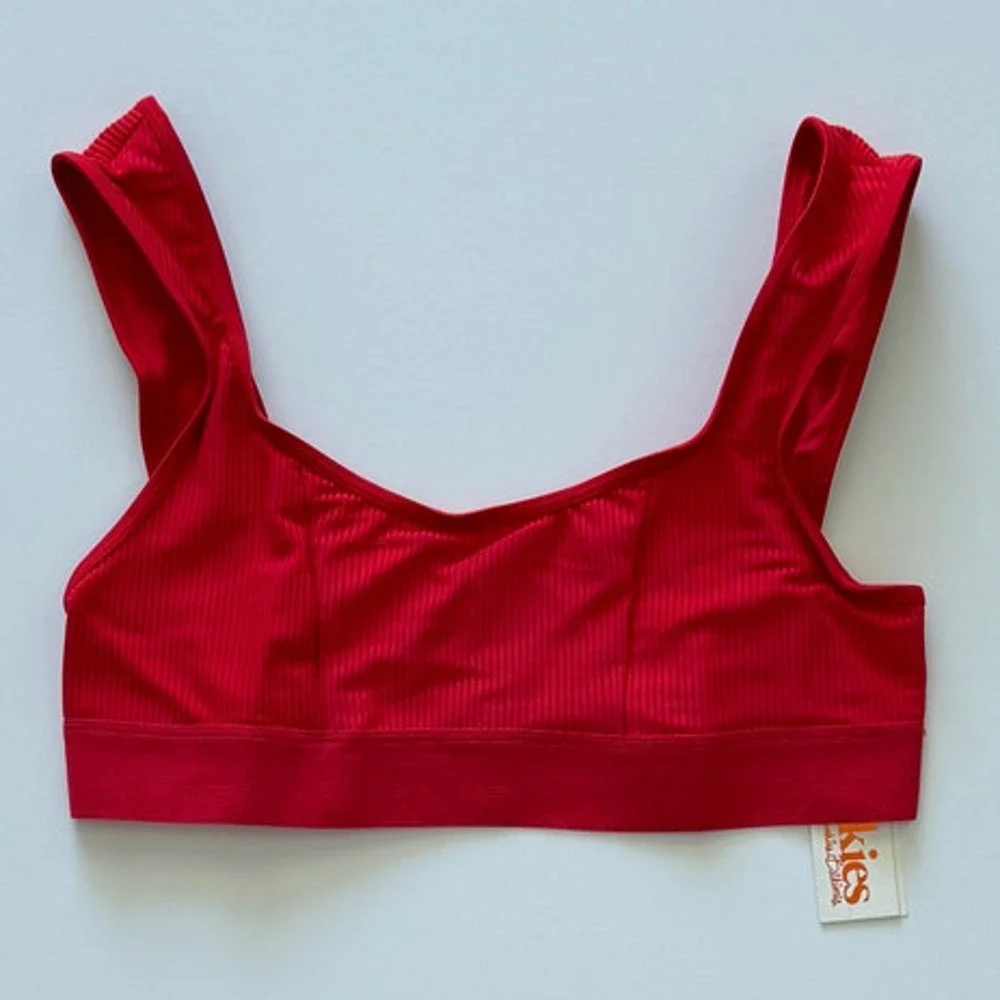 Frankies Bikinis Drew Ribbed Bikini Top - Red - XL - NWT